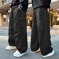 thumbnail image 5 of JUMEYU Pants for Boys Slim Kids Boys Cargo Pants Athletic Sports Pants Summer Casual Quick Dry Pants Size 15-16 (Black,15-16 Years), 5 of 6