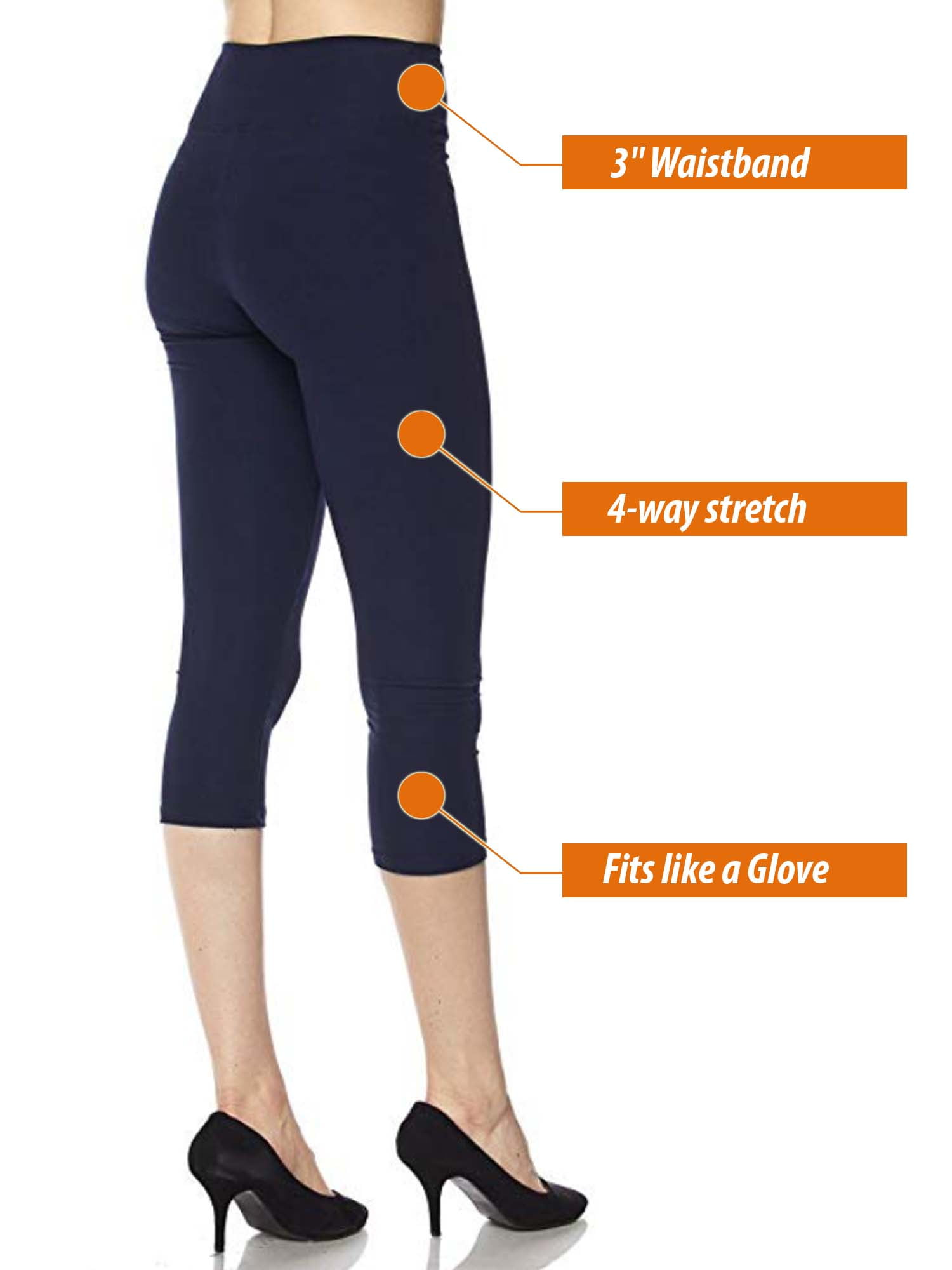 5 Pack Capri Leggings For Women 3 inch Wide Waistband Yoga Sports and Casual Ultra Soft Capri Legging Pants (2XL/3XL)