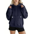 thumbnail image 2 of Kukoosong Women's Hoodies Fall Winter Button Crop Workout Tops Long Sleeve Sweatshirts with Pockets, 2 of 7