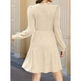 thumbnail image 4 of Womens Square Neck Long Sleeve Fall Dresses Casual Babydoll Sweater Dress  S, 4 of 6