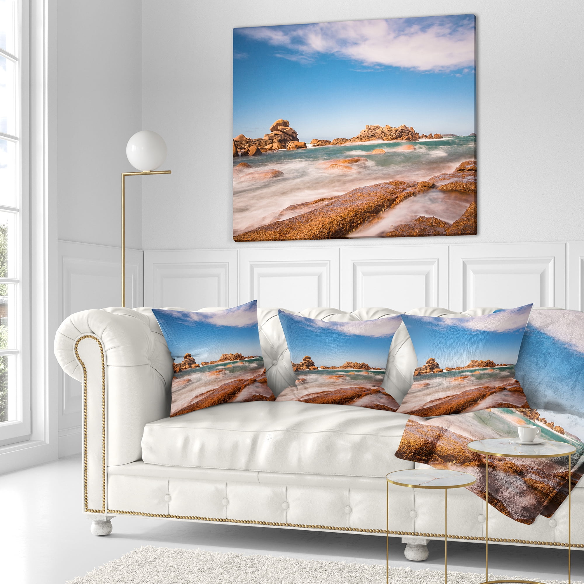 Designart Atlantic Ocean Cost in Brittany - Photography Throw Pillow - 16x16
