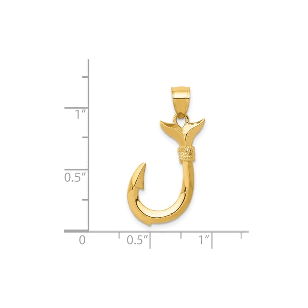 14k gold fish hook Solid Pendant 554  vandpjewelry and persons who radiate wrath and hostility 14K Yellow Gold Fish Hook