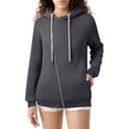 thumbnail image 2 of Jinhomg 2026 Trendy Hoodies for Women Plus Size Casual Solid Drawstring Hooded Sweatshirt Oversized Comfy Long Sleeve Zip Up Jacket with Pockets Dark Gray L, 2 of 6