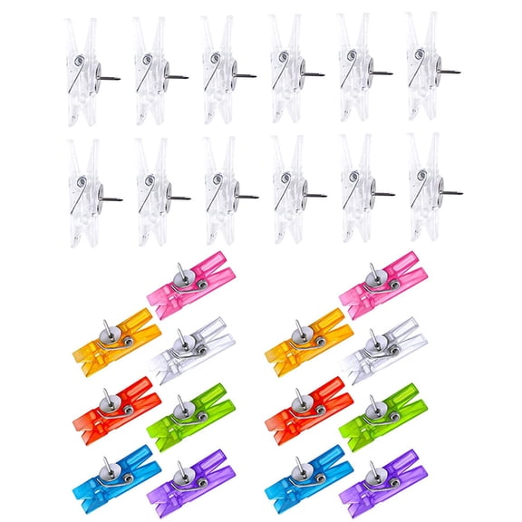 ADDHAT Transparent Photo Push Pin Clips - Decorative Tacks for Wall Art Display, Crafts, Home Decoration and Office Use
