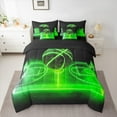 thumbnail image 2 of Manfei Boys Basketball Twin Bedding Sets, Teens Sports Bedding Comforter Set, Green Gradient Basketball Court Sheet Sets, Luxury Bedroom Decor Reversible 7 Pieces, 2 of 8