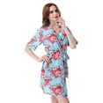 thumbnail image 4 of Mr & Mrs Right Women Short Floral Cotton Robe Bride Bridesmaid Getting Ready Cover up Gift,Lake Blue S, 4 of 4