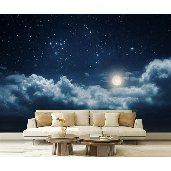 Peel and Stick Wallpaper sharks forming circle under boat water Modern Art Wall Mural Decor Self Adhesive and Removable 69in x 98in