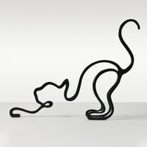 Kolymax Minimalist Metal Cat Abstract Sculpture, 5.86 in, Black