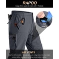 thumbnail image 2 of Pantalones de senderismo Rapoo para hombre, grises, impermeables, de secado rápido, 38 W x 34 L, 2 of 6