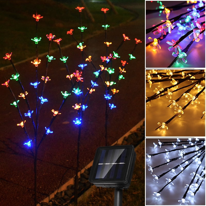 Solar Garden Lights Outdoor, 3 Pack Solar Cherry Blossom Tree Lamp