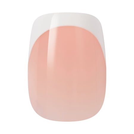 KISS CORE French Tip Press On Nails, ‘Snapshot’, White, Short Squoval, 32 Count