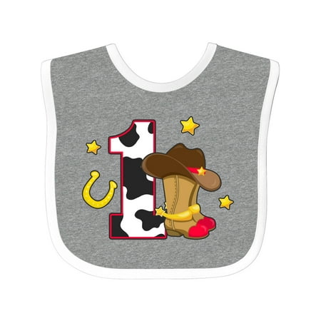 

Inktastic Cowboy Birthday One Year Old with Cowboy Boots Gift Baby Boy Bib