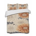 thumbnail image 2 of Burnt Orange Grey Full Size Down Alternative Comforter, Lightweight Comforter Quilt Bedding Set with Pillow Shams Spring Floral Botanical Retro All Seasons Bed Comforter Duvet Insert 78"x90", 2 of 7