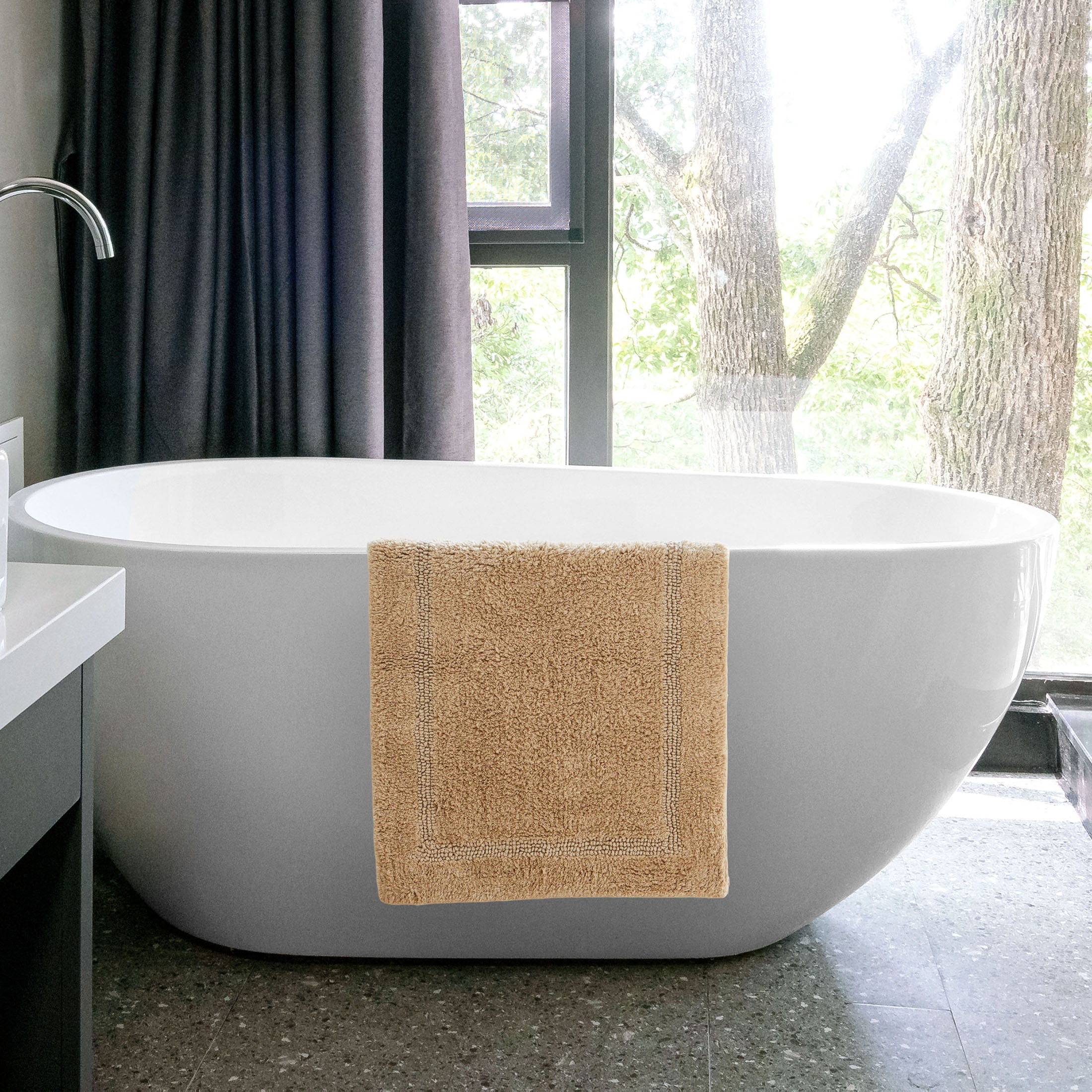 Better Homes & Gardens Cotton Reversible Bath Rug, Almond Biscuit, 17" x 24"