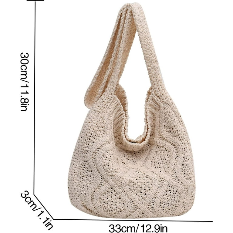 ◆HUNTER◆ WOMEN Refined Handcrafted Crochet Hobo Bag Dark O Women's BOHO Aesthetic Crocheted Tote Bag, Shoulder