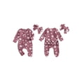 thumbnail image 2 of Michellecmm Baby Girls Outfit, Long Sleeve Crew Neck Frills Zipped Floral Footies Jumpsuit and Headband Fall Clothes, 2 of 9
