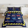 thumbnail image 2 of Homewish Fire Truck Queen Comforter Set,Cartoon Police Car Bedding Sets,Modern Aircraft Airplane Bedding Comforter Set For Boys Kids,Super Cozy Room Decor Reversible,3pcs, 2 of 8