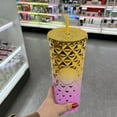 thumbnail image 2 of 700ml Reusable Tumbler with Lid and Straw - Double Wall Insulated Cold Drink Cup with Clear Portable Design - G, 2 of 9