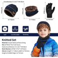 thumbnail image 4 of Conjunto de gorro y bufanda de invierno para niños, guantes, gorro de punto térmico cálido cian, calentador de cuello con pantalla táctil, manoplas antideslizantes para deportes al aire libre, forro, 4 of 5