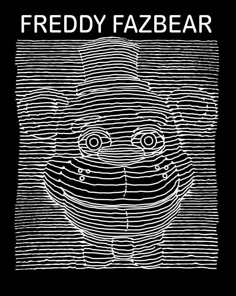 Five Nights at Freddy's Freddy Fazbear Line Art Boy's Black T-shirt-M