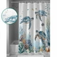 thumbnail image 3 of Extra Long Shower Curtain 72x96 Inch, Blue Sea Turtle Coastal Shower Curtain Waterproof Bathroom Decor Summer Beach Ocean Nautical Coral Fabric Bath Curtain Set Accessories with Hooks, 3 of 6