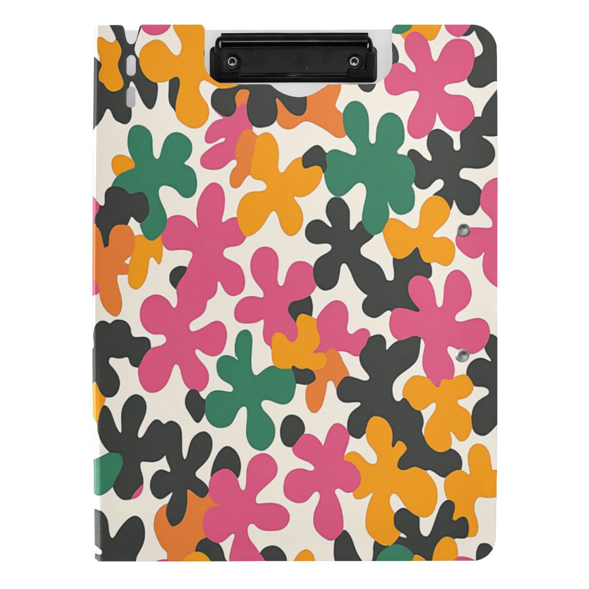 FORMRS A4 Clipboard Folder with Pen Holder Horizontal Foldable School Office Binder, Pink Floral Blooms