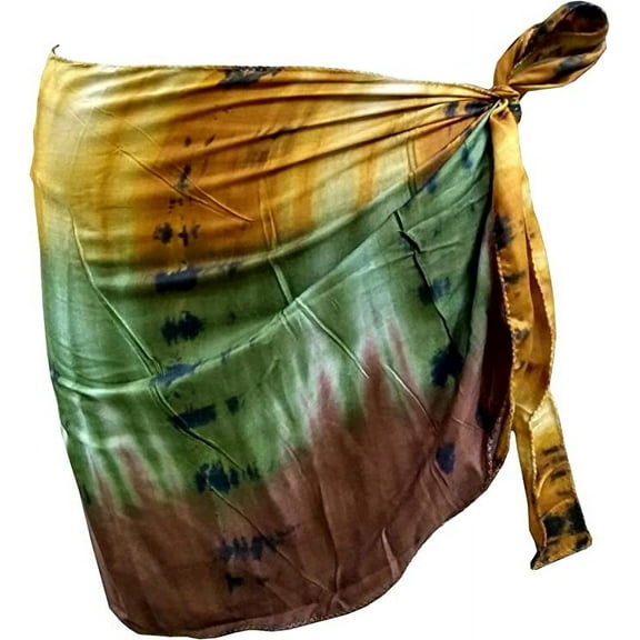 Rastogi Handicrafts Women's Sarong Swimsuit Cover Ups Rayon Skirts (Rayon Sarong Design-5) Black