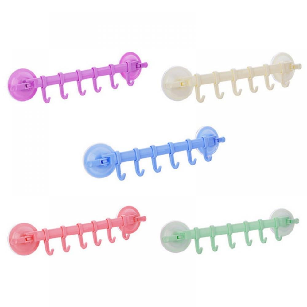 14 inches Adjustable Towel Bar with Six Hooks, Wall Mounted Towel Racks