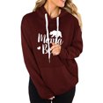 thumbnail image 3 of Sudadera con capucha informal, cómoda, con bolsillo con cordón elástico y manga larga, sudadera con capucha para mujer color rojo vino XL, 3 of 6
