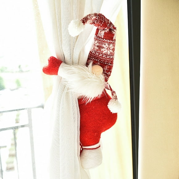 PEONAVET Christmas Door Cover Santa Claus Curtain Buckle Faceless Doll Door Curtain Binding Rope Inventive Plush Doll Decorative Buckle Christmas Decorations