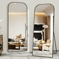thumbnail image 2 of Gleamira 64"x 21" Arched Rectangle Full Length Mirror Aluminum Alloy Framed Floor Mirror,Black, 2 of 5