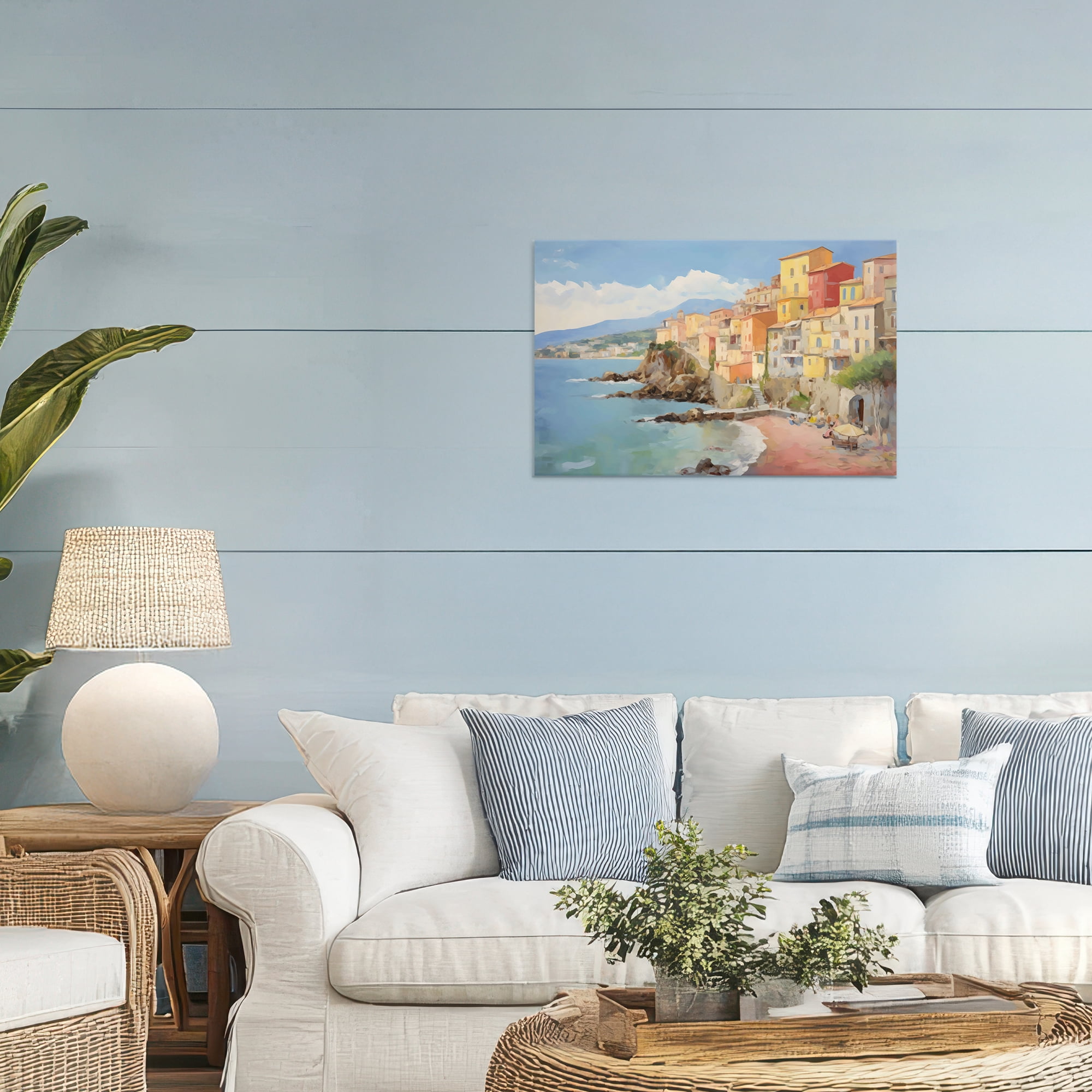 Stupell Industries Colorful Coastal Town by Sea Canvas Wall Art, design by Creative Studio