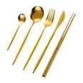 thumbnail image 2 of Juego de Cubiertos portátiles de acero inoxidable kusrkot utensilios de cocina para oficina barbacoa hogar 5 uds Oro Cubiertos para picnic, 2 of 8