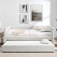 thumbnail image 4 of Twin Size Daybed with Trundle, Modern Corduroy Upholstered Pull-Point Sofa Daybed with Armrest and Backrest, No Box Spring Needed, Furniture for Bedroom, Guest Room, Beige, 4 of 9