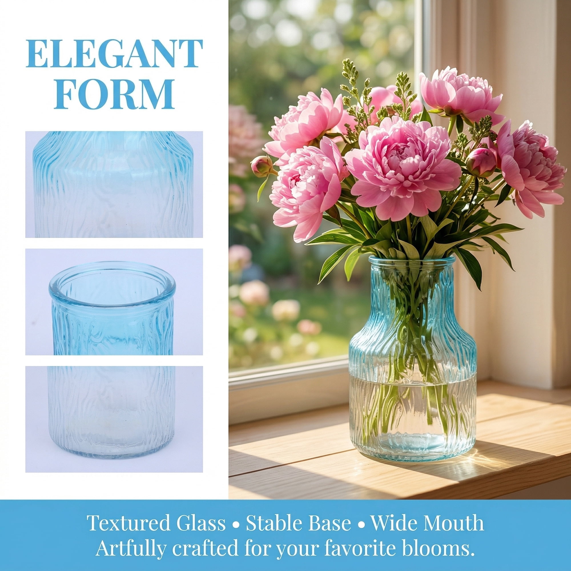Unique Bargains Modern Geometric Wide Mouth Thickened Flower Vase Blue 5.3"x5.3"x8.3"