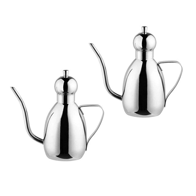 2x de Vinagre de Aceite Can Cruet 0.6L Botella a de Vertedor de Aceite, Plateado Macarena Funda de aceite de acero inoxidable