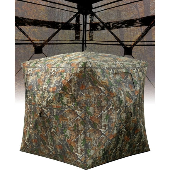 Store de Chasse, Tente de Chasse pour 2-3 Personnes, 58 Pouces 58 Pouces 66 Pouces H avec Fenêtres Transparentes à 270° et Porte Magnétique Silencieuse, Légère pour Tente Camouflage Extérieure