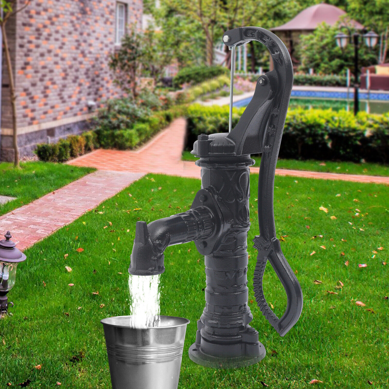 Hand Water Pump Well Pitcher Cast Iron Press Suction for Outdoor Yard