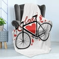 thumbnail image 4 of Love Soft Flannel Fleece Throw Blanket, Bike Illustration Heart and Drops Modern Hipster Fashion Retro Artwork, Cozy Plush for Indoor and Outdoor Use, 50" x 70", Orange Black, by Ambesonne, 4 of 5