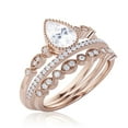 thumbnail image 3 of Dazzling Boho & hippiepie 2.25 Carat Pear Cut Diamond Moissanite Engagement Ring, Classic Wedding Ring, Two Matching Band in 10k Solid Rose Gold, Birthday Gift, Promise Ring, Anniversary Ring, 3 of 3