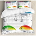 thumbnail image 3 of Fishing Decor Twin Size Duvet Cover Set, Collection of Fishing Lures in Trout Shape Trap for Sea Mammals Creatures Picture, Decorative 2 Piece Bedding Set with 1 Pillow Sham, Multi, by Ambesonne, 3 of 3
