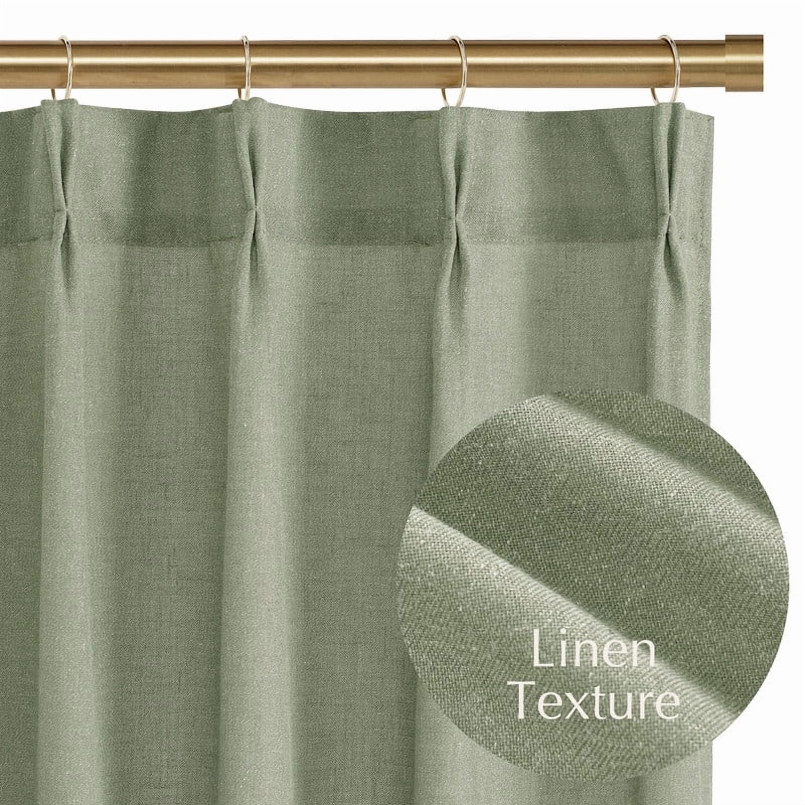 NICETOWN Pinch Pleated Linen Valance 18 Inches Long, Sage Green Cafe Curtains French Country Light Filtering Short Curtains for Bedroom Living Room, 40"x18", 1 Pair