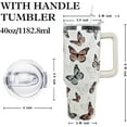 thumbnail image 2 of Butterfly Tumbler With Handle, Lid and Straw - 40 Oz Water Bottle, Travel Coffee Cup Mug - Gifts for Women, Mom, Daughter, Girlfriend, Teenage Girls, Bridesmaid, 2 of 6