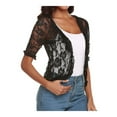 thumbnail image 3 of DYMADE Women Ruffle Cardigan Short Sleeve Sheer Lace Caver-Up Tops, 3 of 5