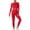 Red, variant on Jinhomg Long Sleeve Knit Outfits for Women Thumbhole Crew Neck Crop Tops with Tummy Control Leggings Fitted 2 Pieces Sets Hot Pink M
