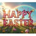 thumbnail image 4 of LUUFILx Illuminated Easter Themed Happy Easter Banner Background Backdrop with Bunny and Eggs Party Decorations, 4 of 7