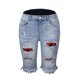 thumbnail image 1 of Pantalones cortos de verano de talle medio para mujer, pantalones cortos desgastados con cremallera y botones elásticos informales a la moda con bolsillos, 1 of 5