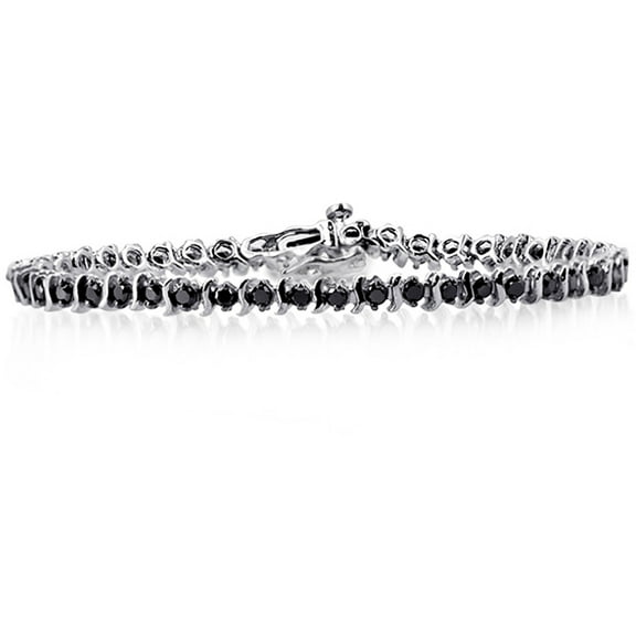 Sterling Silver or Goldplated Sterling Silver 2ct TDW Black Diamond Bracelet