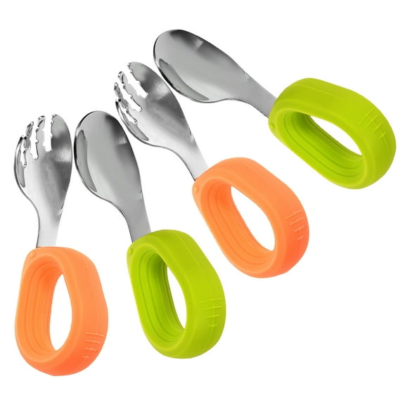 ELAYARD Infant Feeder Forks Set of 2, Assorted Colors, 304 Stainless Steel with Silicone Tips for Toddlers' Mealtime