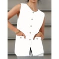 thumbnail image 2 of Womens Sleeveless Button Down Round Neck Knitted Tank Tops Casual Cardigan Sweater Vest, 2 of 6